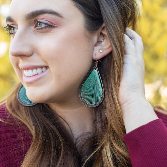 Bohemian Threaded Teardrop Earrings - Picture 1 of 6